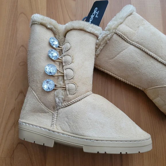 Bebe Little Girl's Size 13, 1, 2 Fur Lined Winter Boot with Rhinestone Details - Picture 6 of 12